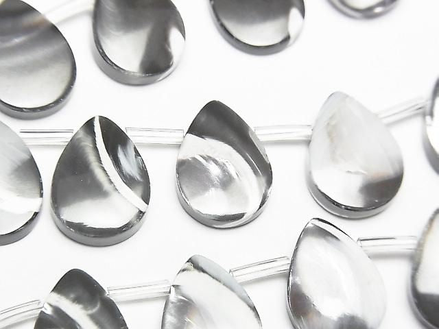 珍珠貝 (MOP) 灰色梨形 14x10mm 1串珠子 (約 15英吋/36公分)