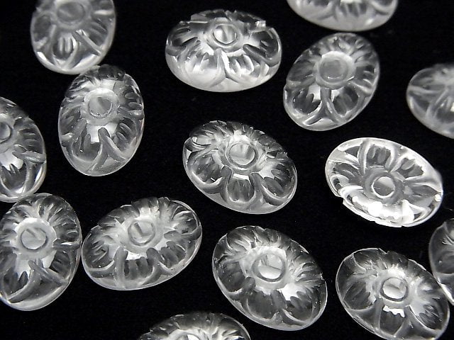 Hochwertiger Kristall AAA Gravierte ovale Cabochon 14x10mm 3 Stück