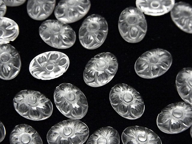 Hochwertiger Kristall AAA Gravierte ovale Cabochon 14x10mm 3 Stück