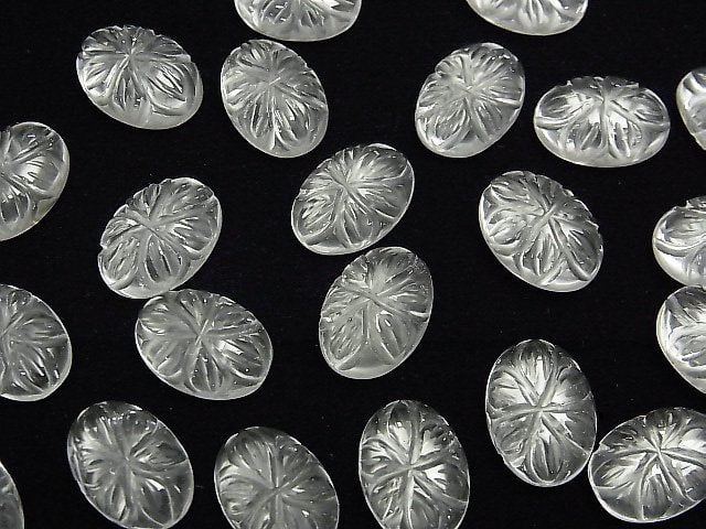 Hochwertiger Kristall AAA Gravierte ovale Cabochon 14x10mm 3 Stück