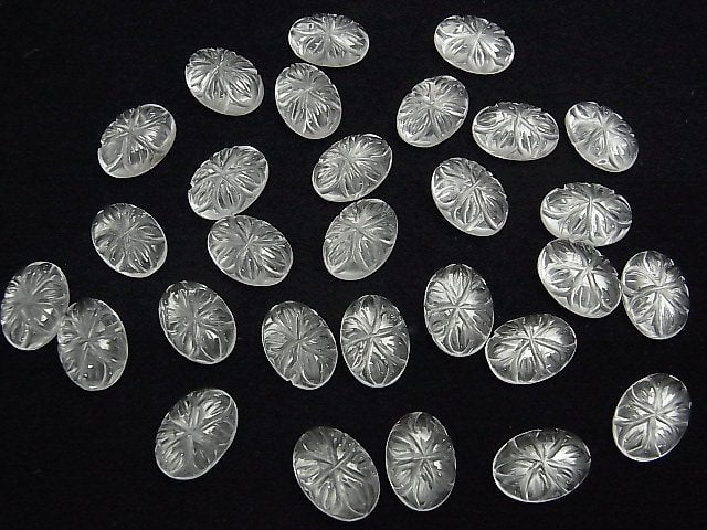 Hochwertiger Kristall AAA Gravierte ovale Cabochon 14x10mm 3 Stück