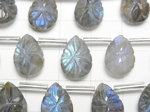藍色拉長石 AA++ 雕刻梨形 14x10mm 1串 (8顆)