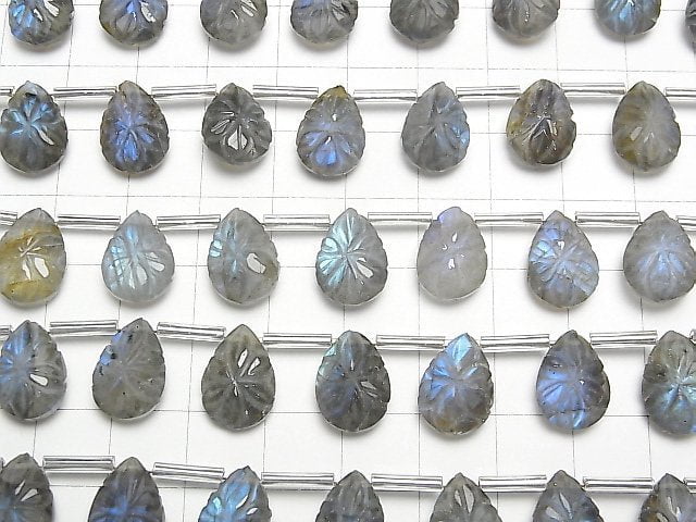 Blauer Labradorit AA++ geschnitzte Birnenform 14x10mm 1strang Perlen (8 Stück)