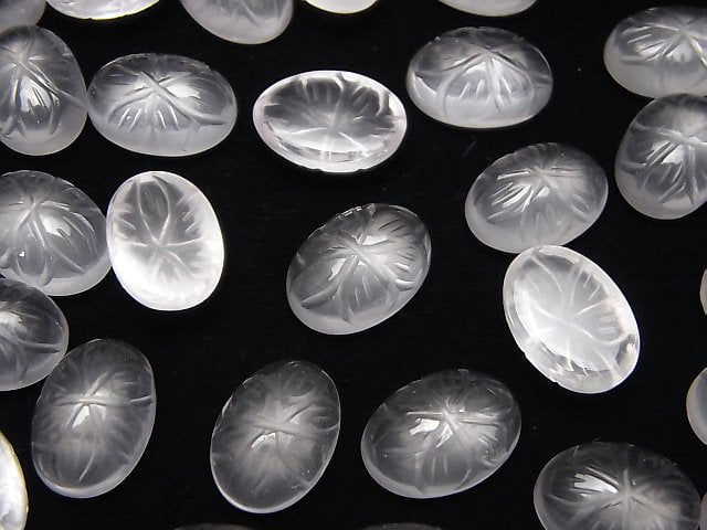 Hochwertiger Rosenquarz AAA Gravierte ovale Cabochon 14x10mm 2 Stück