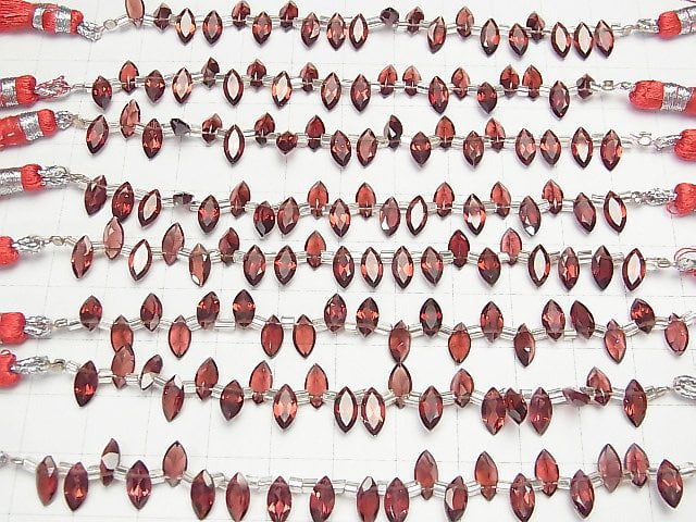Hochwertiger Mosambik Granat AAA Marquise Facettiert 8x4x2mm 1 Strang Perlen (18 Stück)