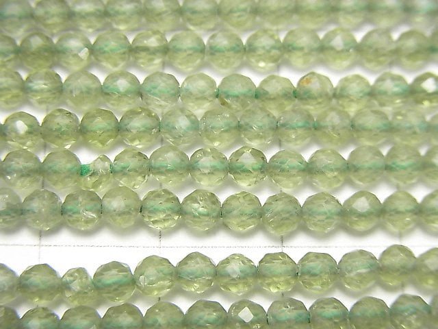 高品質!綠磷灰石 AA++ 刻面圓珠 3毫米 1串(約13英吋/31厘米)