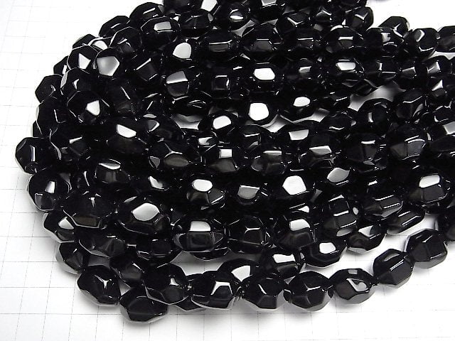 Onyx AAA- Facettierter Nugget halbe oder 1Strang Perlen (ca. 15 Zoll / 37 cm)