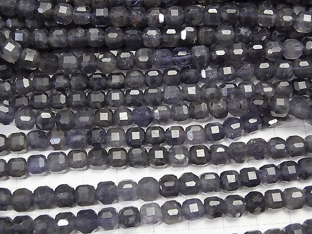 High Quality! Iolite AA Cube Shape 6x6x6mm half or 1strand beads (aprx.15inch/37cm)