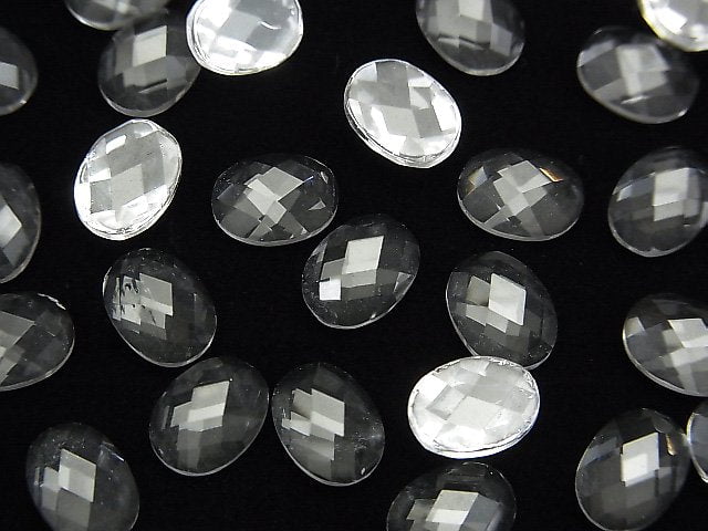 Kristall AAA Oval facettierter Cabochon 8x6mm 4Stück