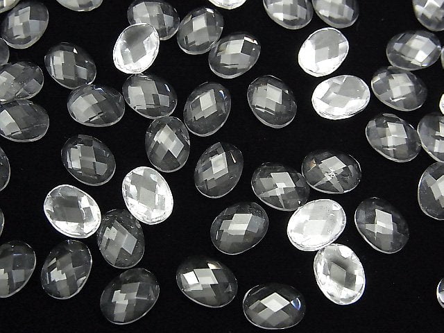 Kristall AAA Oval facettierter Cabochon 8x6mm 4Stück