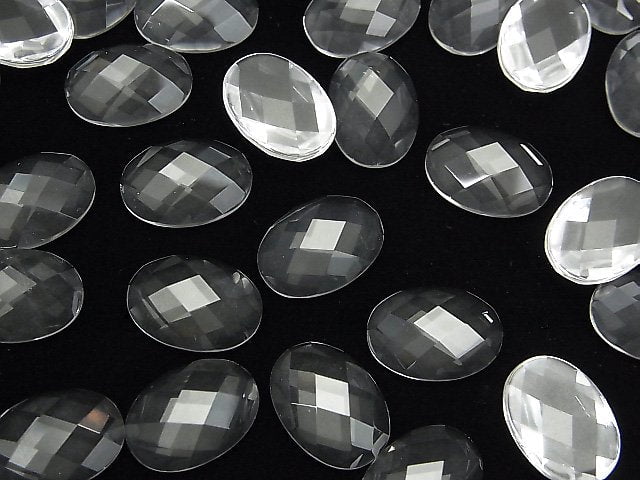 Kristall AAA Oval facettierter Cabochon 14x10mm 2Stück