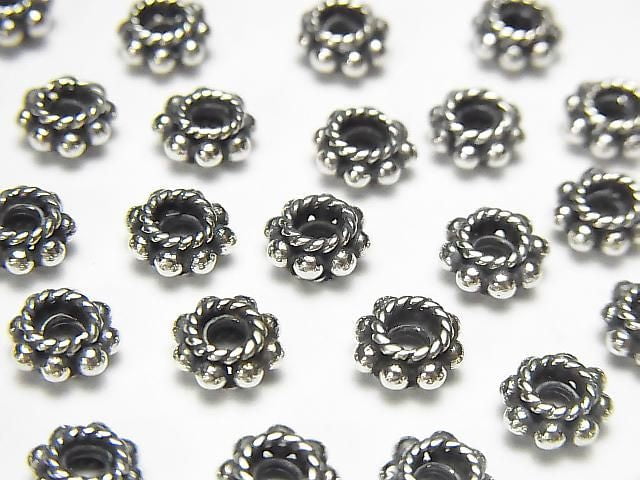 Bali Silver Rondelle 6x6x3mm Oxidized Finish 2pcs