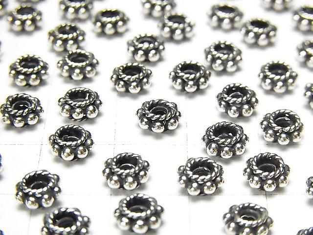 Bali Silver Rondelle 6x6x3mm Oxidized Finish 2pcs