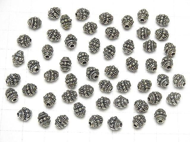Bali Silver Rondelle 7x6x6mm Oxidized Finish 2pcs
