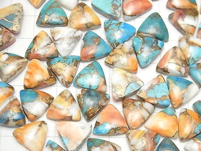 Oyster Copper Turquoise Triangle Cabochon 12x12mm 3pcs