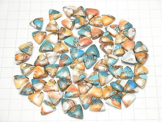 Oyster Copper Turquoise Triangle Cabochon 12x12mm 3pcs