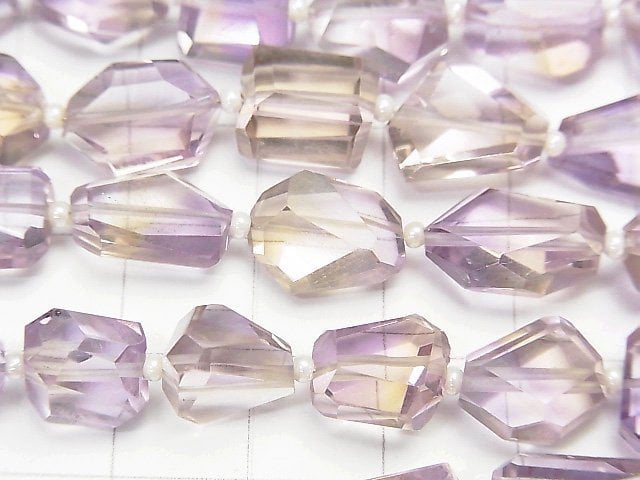 高品質紫黃晶 AAA 刻面原石 1串珠子 (約7英吋/18公分)
