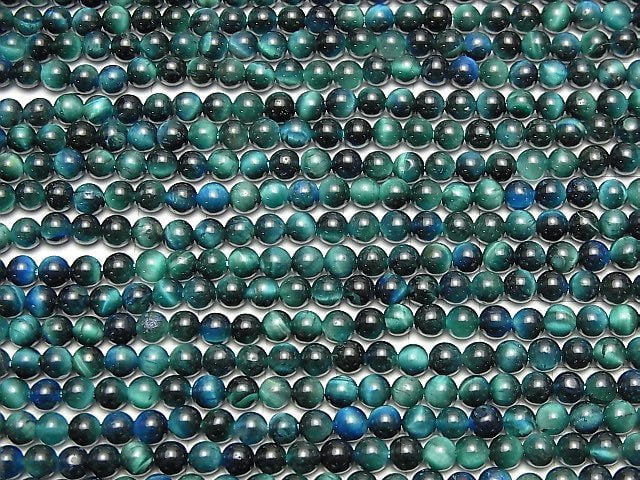Blaugrüner Tigerauge AA++ rund 4mm 1 Strang Perlen (ca. 15 Zoll / 36 cm)