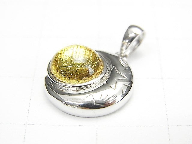Meteoriten-Mondmotiv Anhänger 14x14mm Gold Silber925