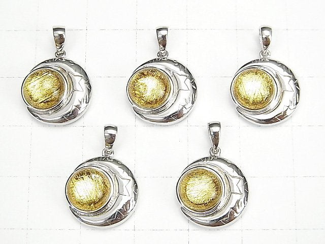 Meteoriten-Mondmotiv Anhänger 14x14mm Gold Silber925
