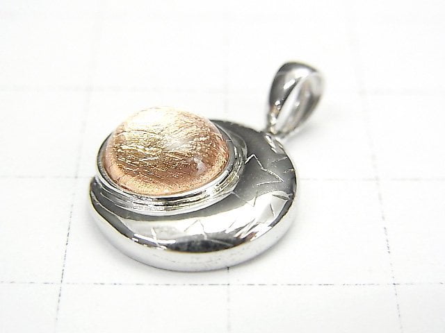 Meteoriten-Mondmotiv Anhänger 14x14mm Roségold Silber925