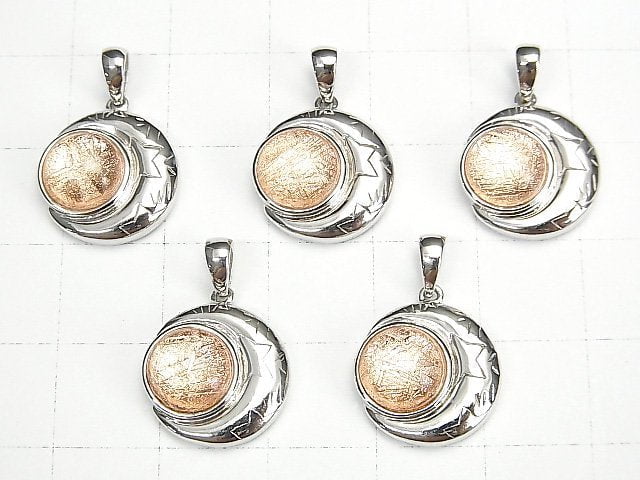 Meteoriten-Mondmotiv Anhänger 14x14mm Roségold Silber925