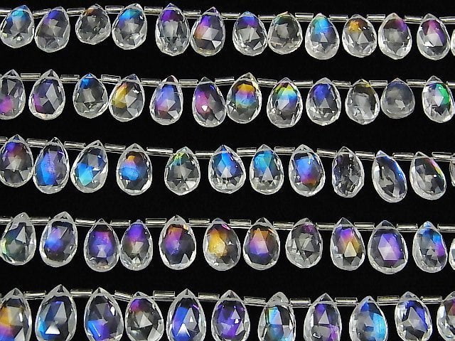 Doublet-Kristall AAA Birnenform facettierte Briolette Regenbogenfarbe 1 Strang Perlen (ca. 7 Zoll/18 cm)