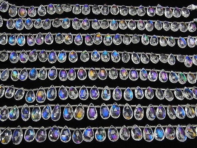 Doublet-Kristall AAA Birnenform facettierte Briolette Regenbogenfarbe 1 Strang Perlen (ca. 7 Zoll/18 cm)