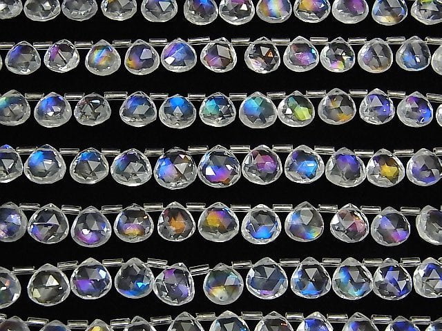 Doublet-Kristall AAA Kastanien facettierte Briolette Regenbogenfarbe 1 Strang Perlen (ca. 7 Zoll/18 cm)