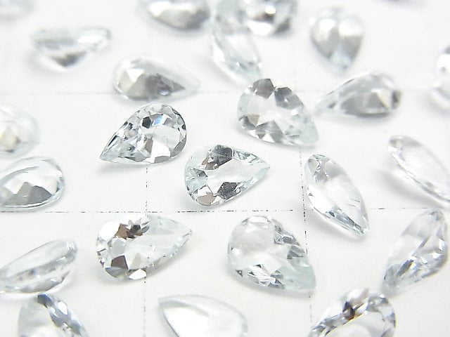 高品質海藍寶石 AAA 未鑽孔梨形刻面 6x4mm 4顆