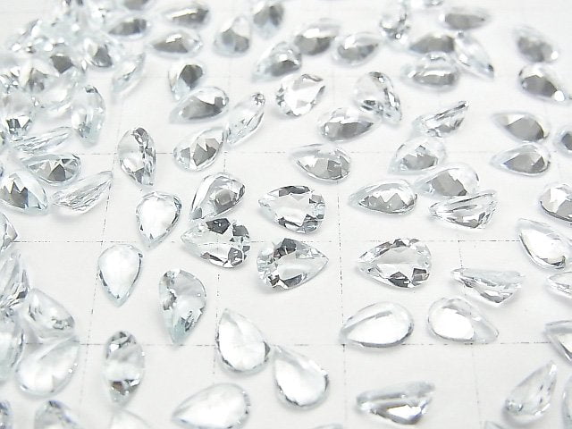 Hochwertige Aquamarin AAA unbohrte Tropfenform facettiert 6x4mm 4 Stück