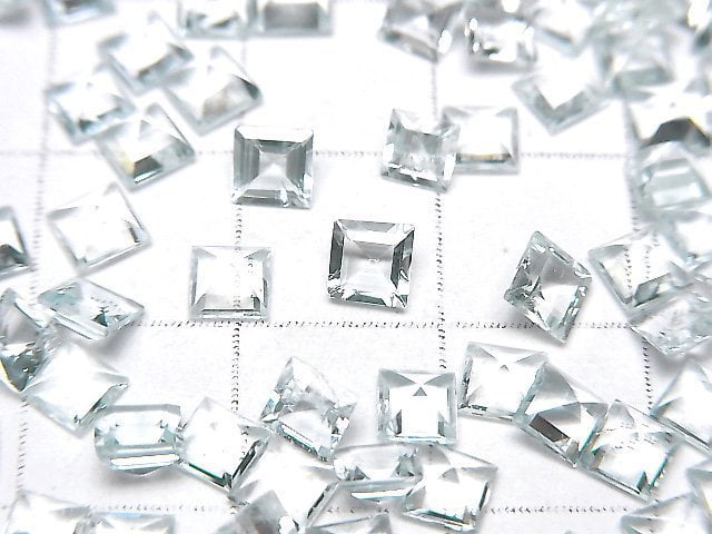 高品質海藍寶石 AAA 未鑽孔方形刻面 4x4mm 5顆
