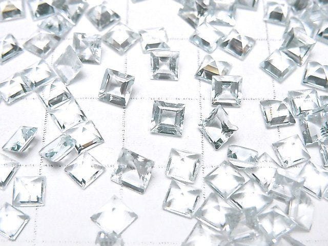 Hochwertige Aquamarin AAA unbohrtes Quadrat facettiert 4x4mm 5 Stück