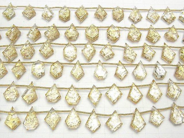 Doppelter Kristall AAA fancy Form geschnitten gold 1-Strang-Perlen (ca. 7 Zoll/18 cm)