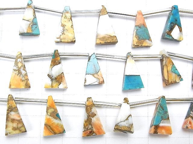 Oyster Copper Turquoise Flat Triangle 16x8mm 1strand beads (8pcs)