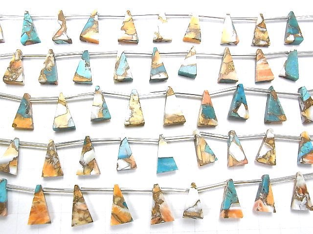Oyster Copper Turquoise Flat Triangle 16x8mm 1strand beads (8pcs)