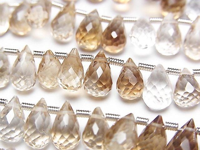 高品質棕色托帕石 AAA 刻面水滴形半串或單串珠子 (約7英吋/18公分)