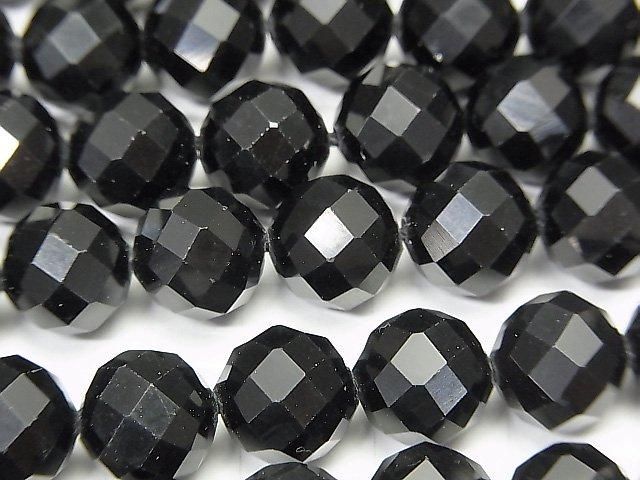 西藏墨晶石英AAA級 64切面圓珠 9.5mm 1/4或1串珠子 (約15英吋/36公分) 高品質!