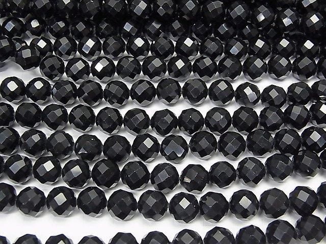 西藏墨晶石英AAA級 64切面圓珠 9.5mm 1/4或1串珠子 (約15英吋/36公分) 高品質!