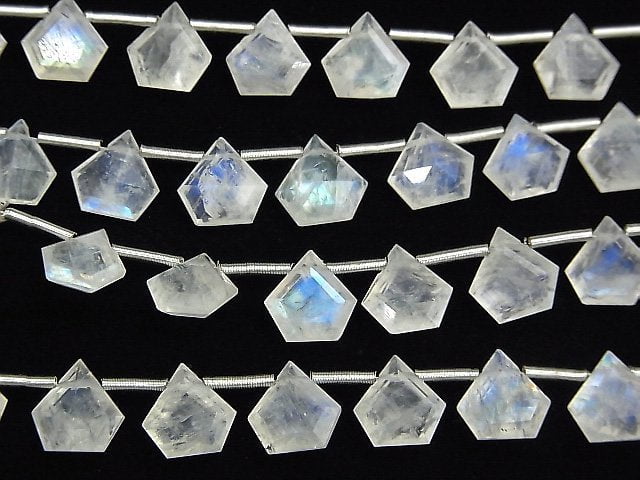 Hochwertiger Regenbogen-Mondstein AA++ Pentagon facettiert 8x8 mm 1 Strang Perlen (8 Stück)