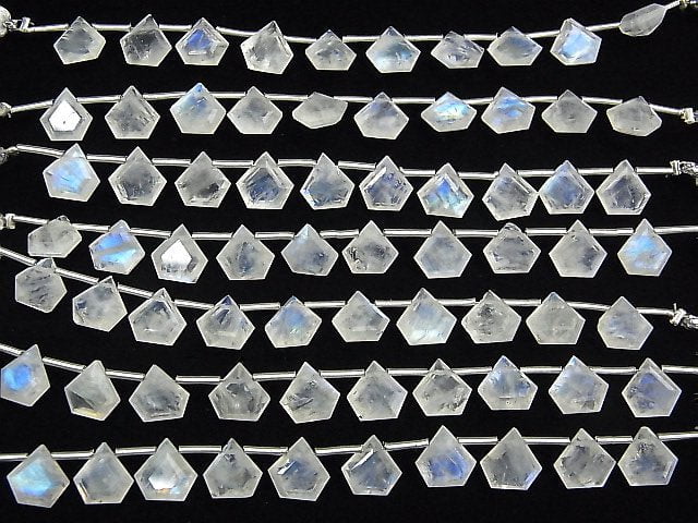 Hochwertiger Regenbogen-Mondstein AA++ Pentagon facettiert 8x8 mm 1 Strang Perlen (8 Stück)