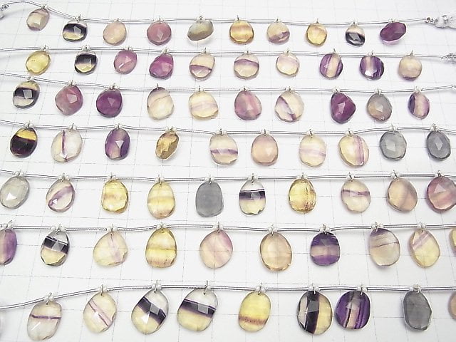 Multicolor Fluorite AAA- Freeform Single Sided Rose Cut 1strand beads (10pcs)