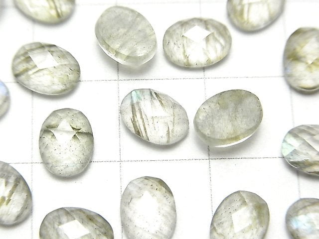 拉長石 x 水晶 AAA 橢圓刻面素面蛋面 8x6mm 3顆