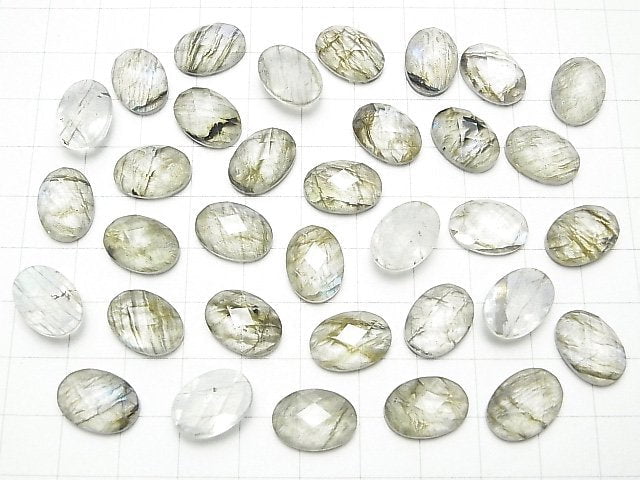 Labradorit x Kristall AAA Oval facettierter Cabochon 14x10 mm 2 Stück