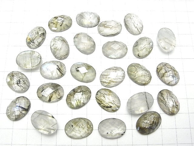 Labradorit x Kristall AAA Runde facettierter Cabochon 18x13 mm 1 Stück