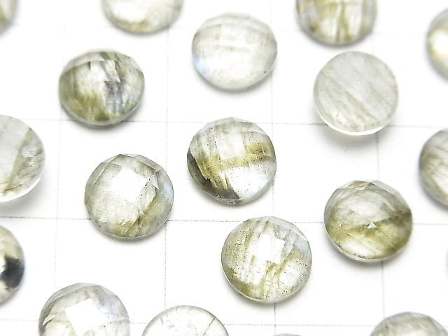 拉長石x刻面白水晶AAA級圓刻面蛋面 8x8mm 3顆