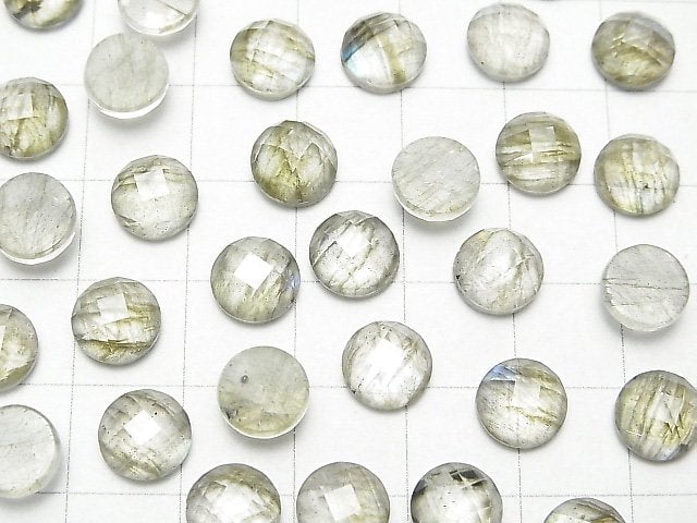 Labradorit x Kristall AAA Runde facettierter Cabochon 8x8 mm 3 Stück