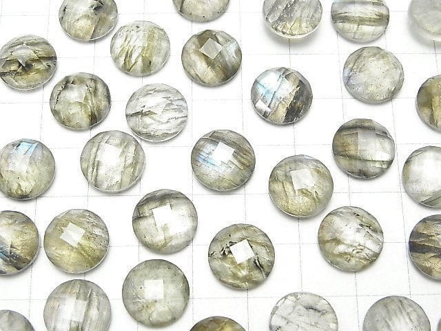 Labradorit x Kristall AAA Runde facettierter Cabochon 12x12 mm 2 Stück