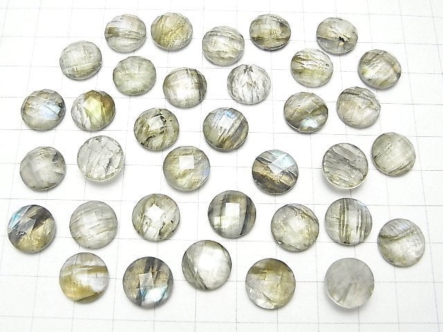 Labradorit x Kristall AAA Runde facettierter Cabochon 12x12 mm 2 Stück