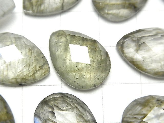 拉長石 x 水晶 AAA 梨形刻面素面蛋面 18x13mm 1顆